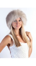 Grey fox fur headband - neck warmer